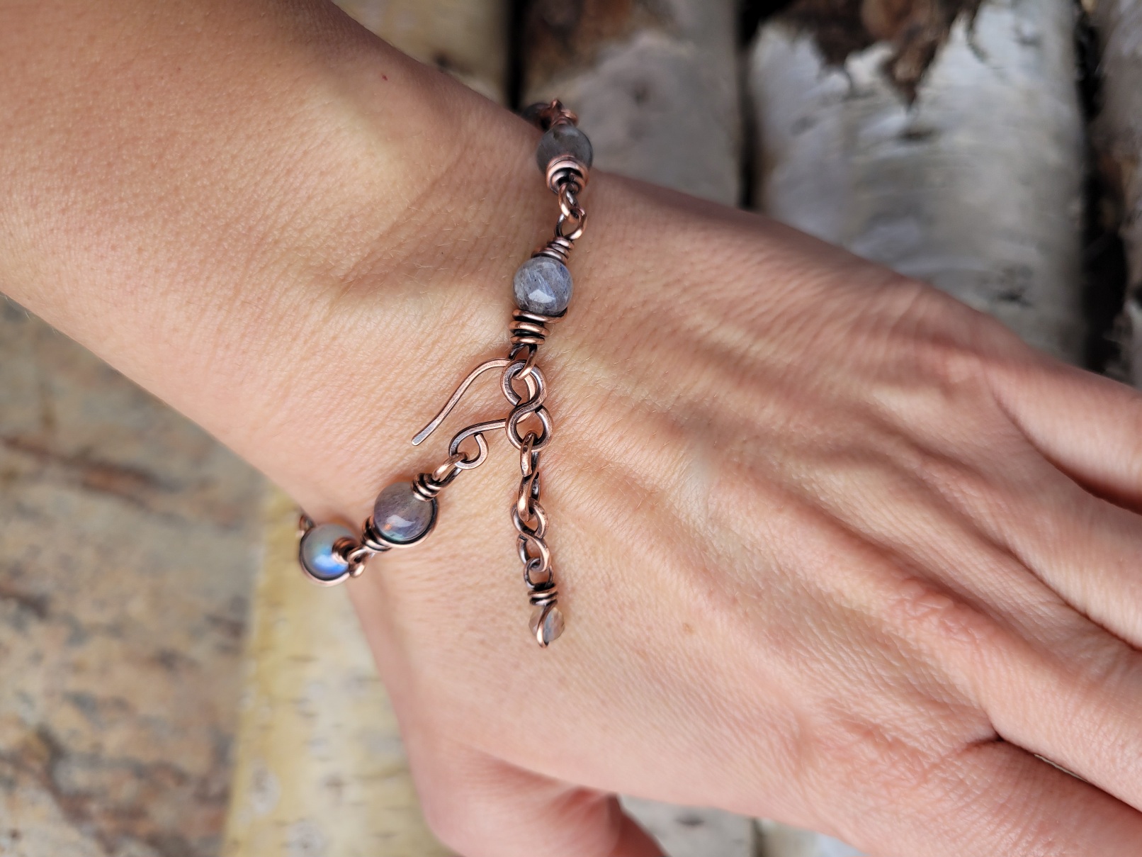 Bransoletka miedziana labradoryt - obrazek 4