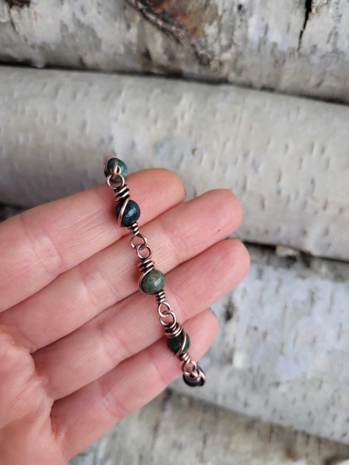 Bransoletka miedziana agat mszysty - obrazek 3