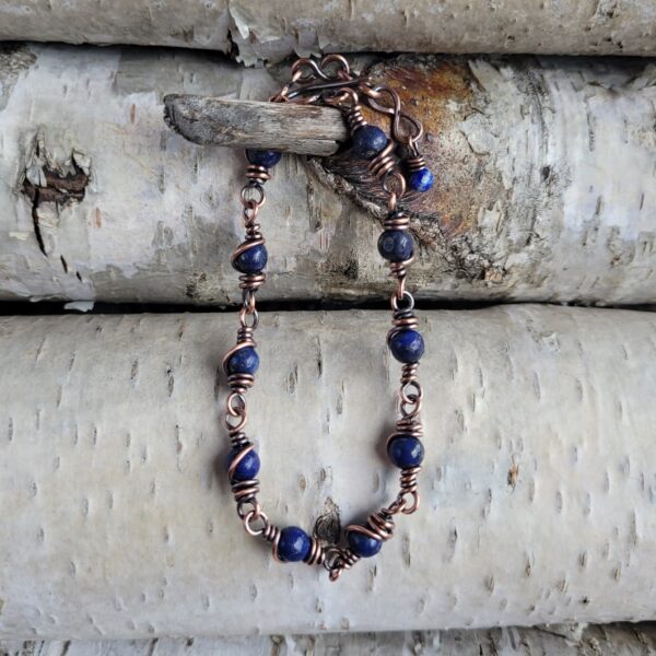 Bransoletka miedziana lapis lazuli
