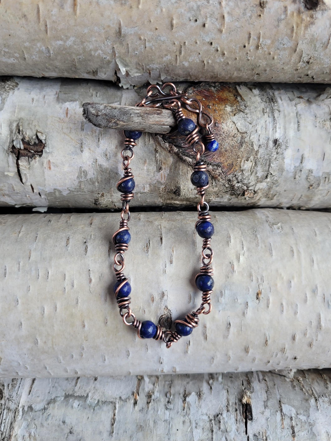 Bransoletka miedziana lapis lazuli