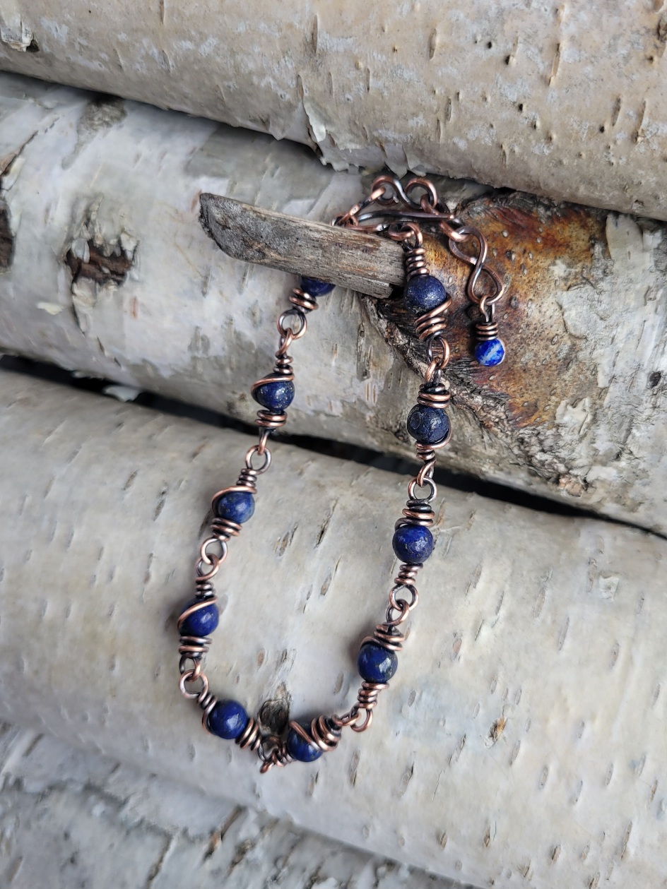 Bransoletka miedziana lapis lazuli - obrazek 3