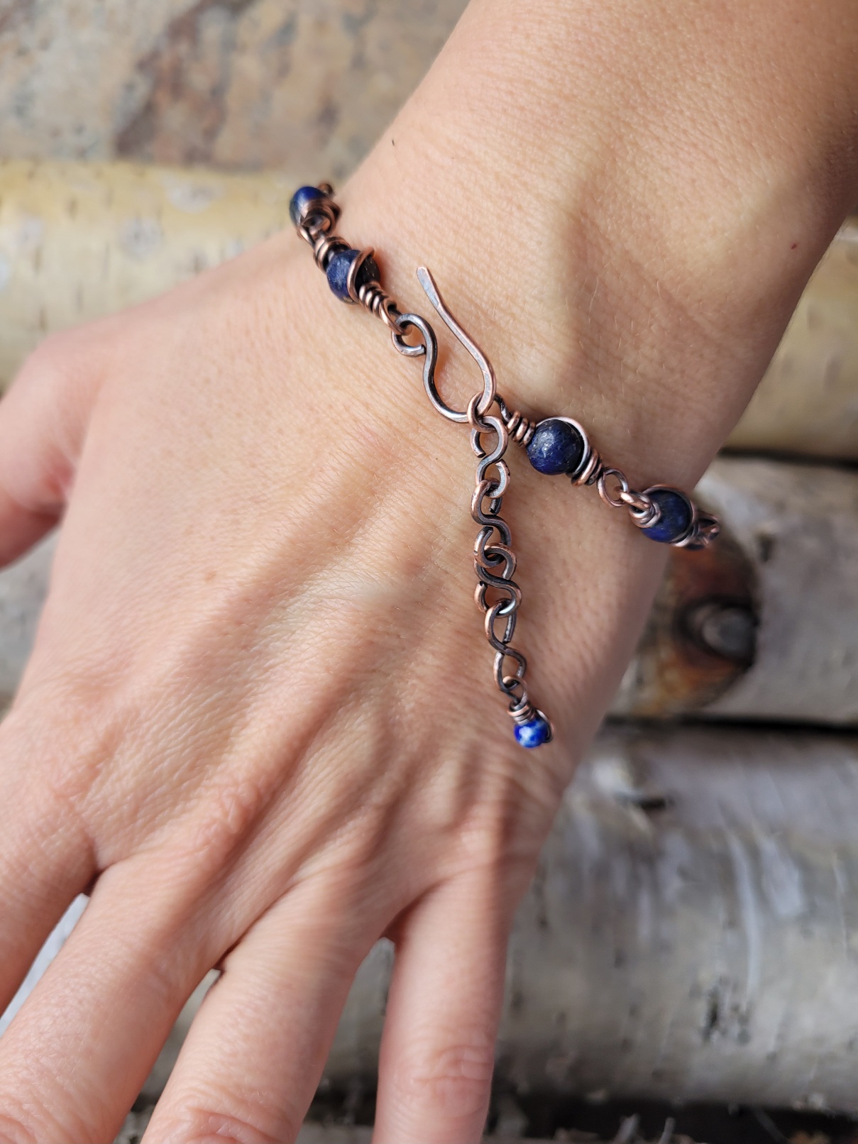Bransoletka miedziana lapis lazuli - obrazek 4