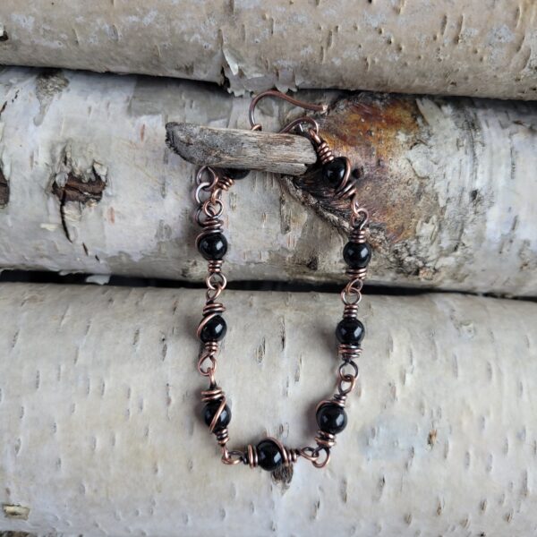 Bransoletka miedziana turmalin