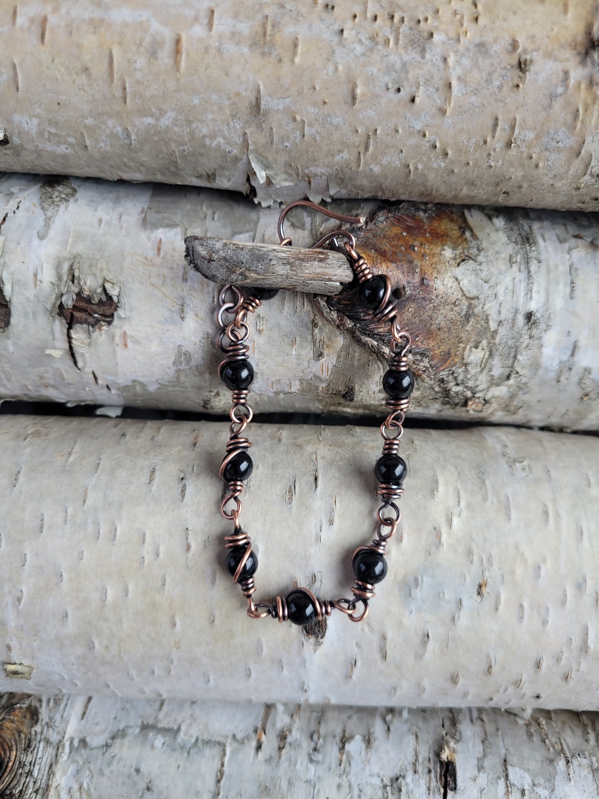 Bransoletka miedziana turmalin