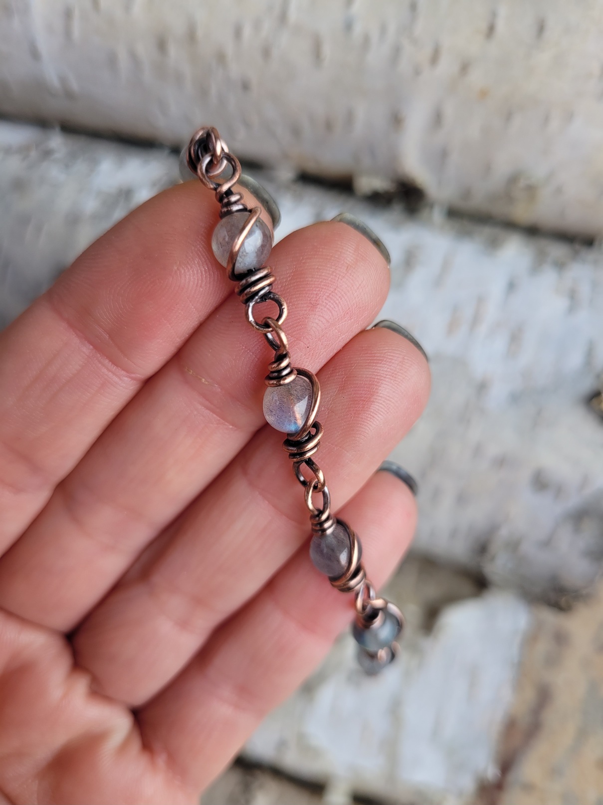 Bransoletka miedziana labradoryt - obrazek 5