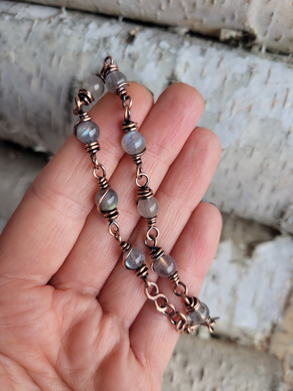Bransoletka miedziana labradoryt - obrazek 6