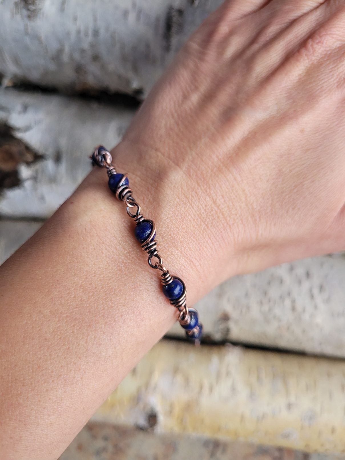 Bransoletka miedziana lapis lazuli - obrazek 5
